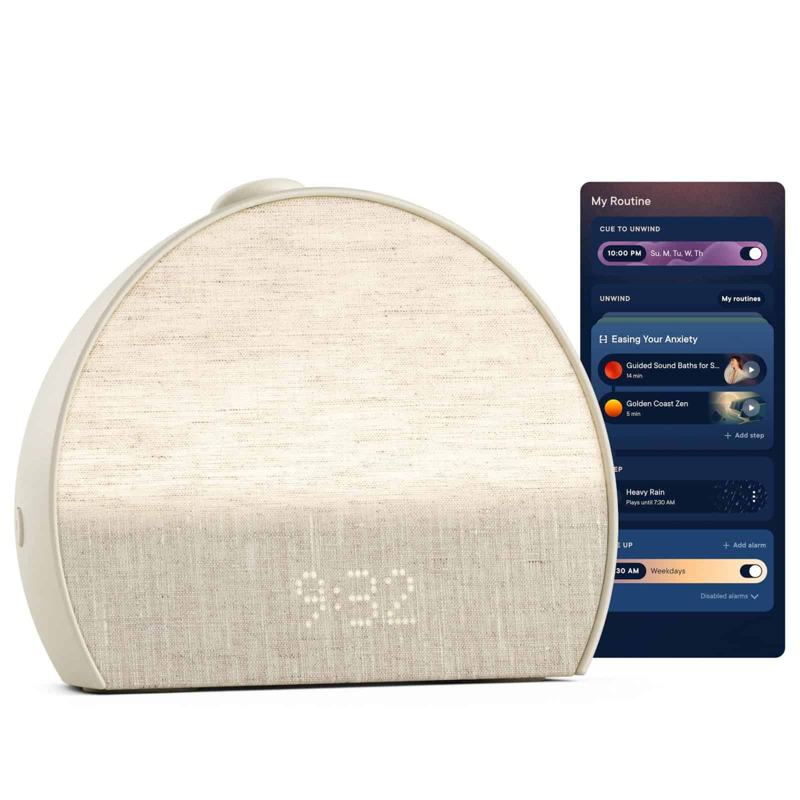 Close-up of sleep clock showing sleep tracking data